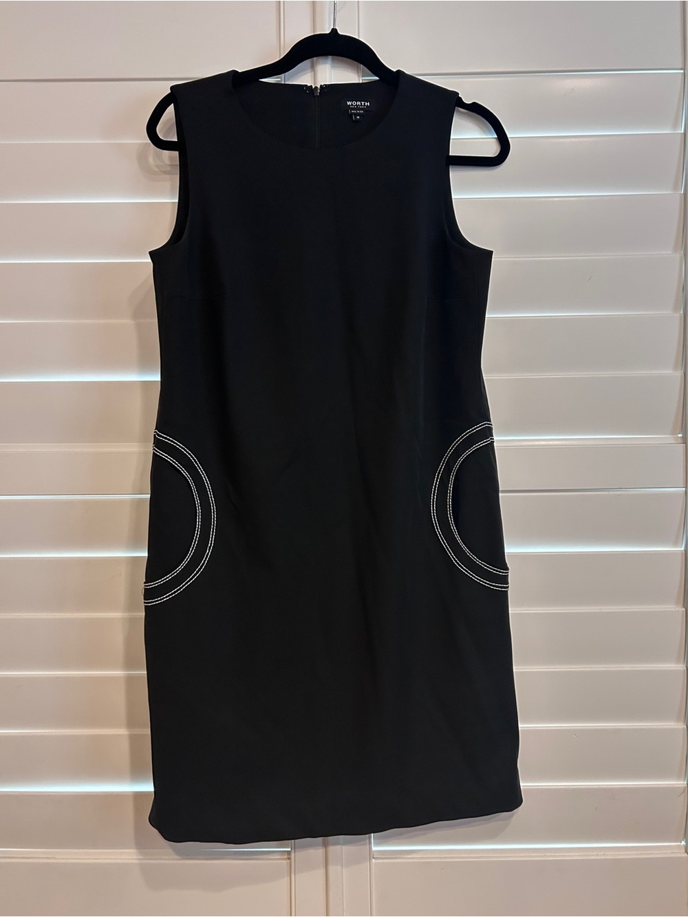 W by Worth Sleeveless Shift Dress with Round Pocket Detail Black White 10 - Picture 5 of 5